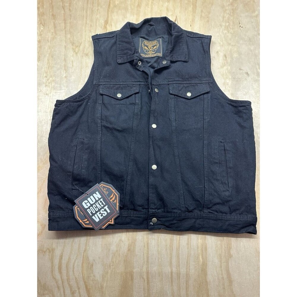 Milwaukee Performance DM1331 Men's Black Denim Motorcycle Biker Rider‎ Vest 2XL